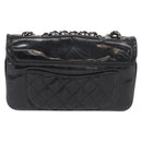 CHANEL COCO Mark Chain Shoulder Bag Patent leather Black Silver CC Auth 170006-2