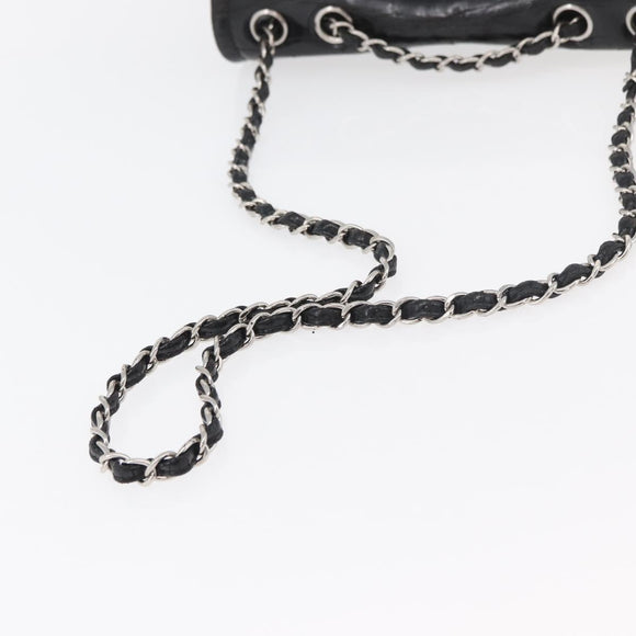 CHANEL COCO Mark Chain Shoulder Bag Patent leather Black Silver CC Auth 170006