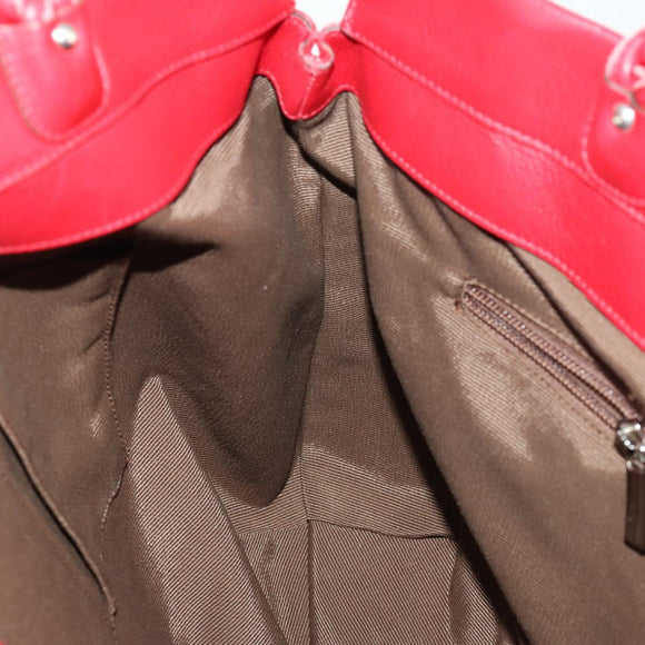 Salvatore Ferragamo Tote Bag Patent leather Red Silver Auth 170007