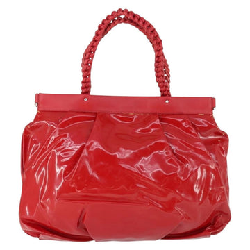 Salvatore Ferragamo Tote Bag Patent leather Red Silver Auth 170007 - 0