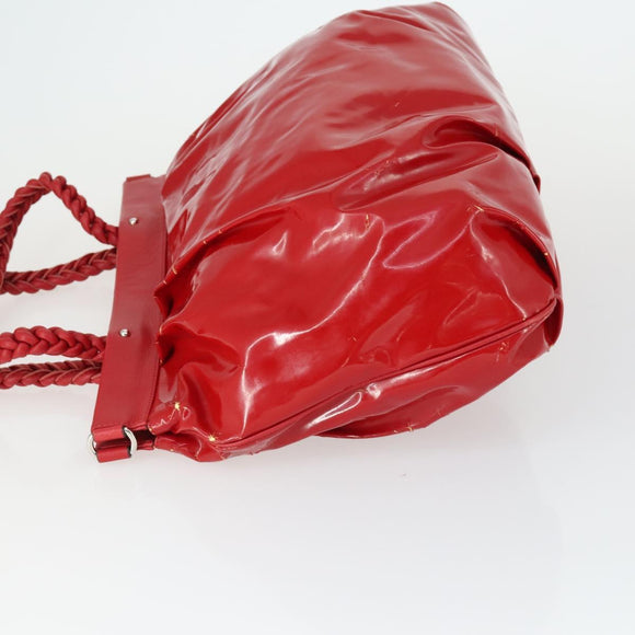 Salvatore Ferragamo Tote Bag Patent leather Red Silver Auth 170007