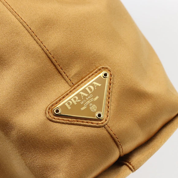 PRADA Kettenhandtasche Satin Gold Auth 170010