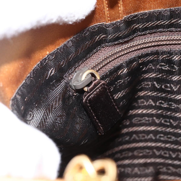 PRADA Kettenhandtasche Satin Gold Auth 170010