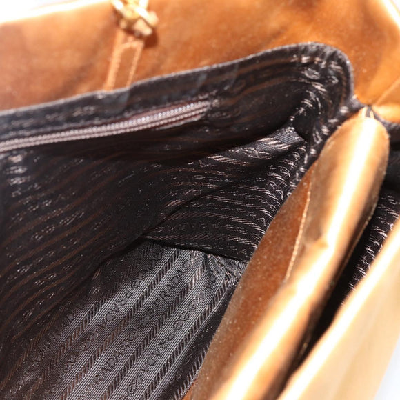 PRADA Kettenhandtasche Satin Gold Auth 170010