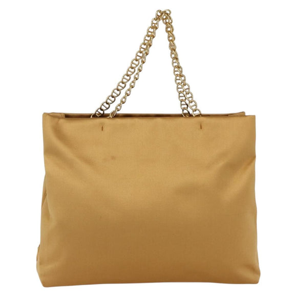 PRADA Kettenhandtasche Satin Gold Auth 170010