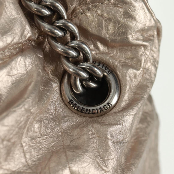 BALENCIAGA Crush Medium Chain Bag Leather Champagne Gold 742941 Auth 170011SAV