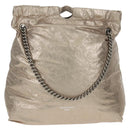 BALENCIAGA Crush Medium Chain Bag Leather Champagne Gold 742941 Auth 170011SAV-13