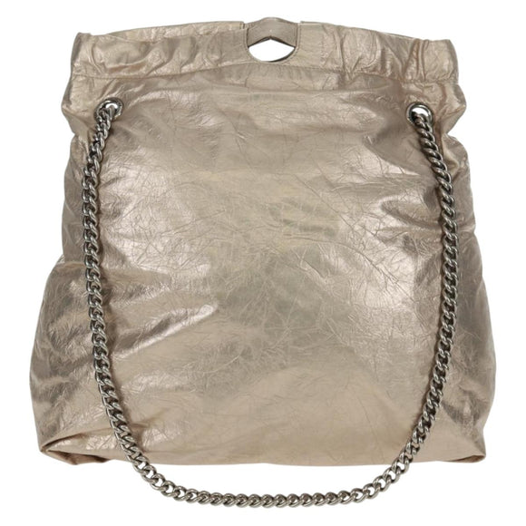 BALENCIAGA Crush Medium Chain Bag Leather Champagne Gold 742941 Auth 170011SAV
