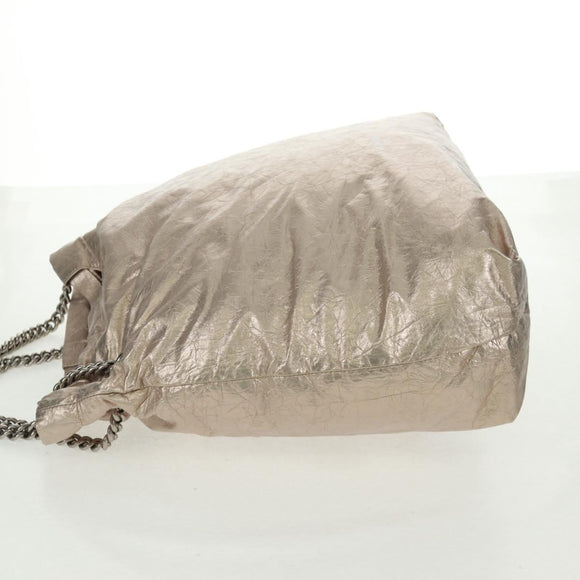 BALENCIAGA Crush Medium Chain Bag Leather Champagne Gold 742941 Auth 170011SAV