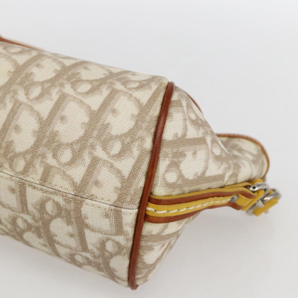 Christian Dior Trotter Canvas Romantic Chain Bag PVC Ivory Silver Auth 170012SAV