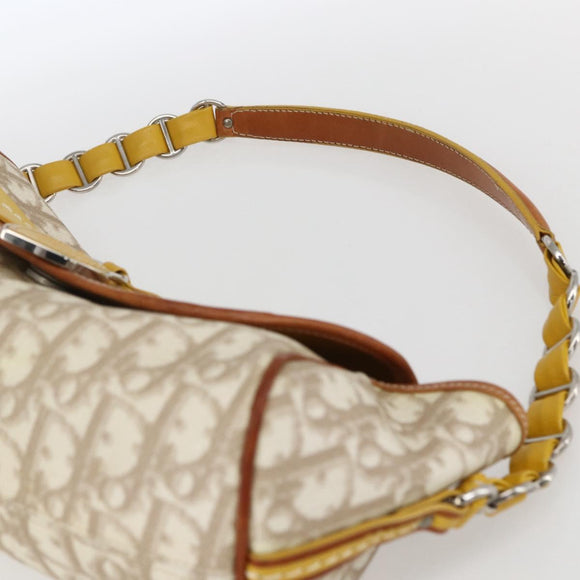 Christian Dior Trotter Canvas Romantic Chain Bag PVC Ivory Silver Auth 170012SAV