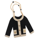 CHANEL Jacket Motif Brooch Velor Black CC Auth 170024V-1