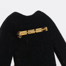 CHANEL Jacket Motif Brooch Velor Black CC Auth 170024V-8