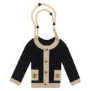 CHANEL Jacket Motif Brooch Velor Black CC Auth 170024V-13