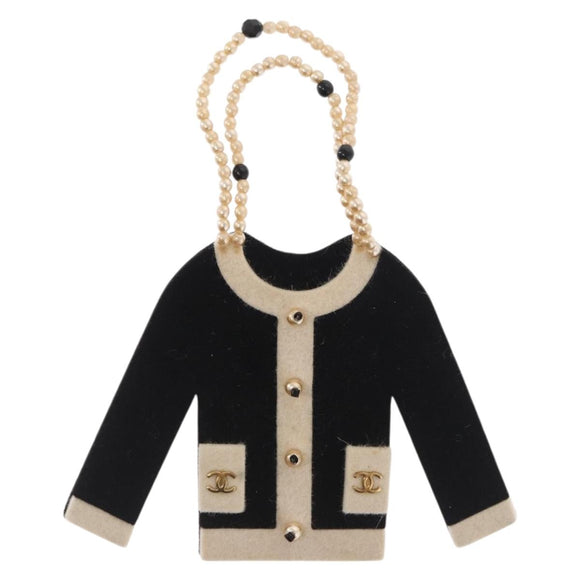 CHANEL Jacket Motif Brooch Velor Black CC Auth 170024V