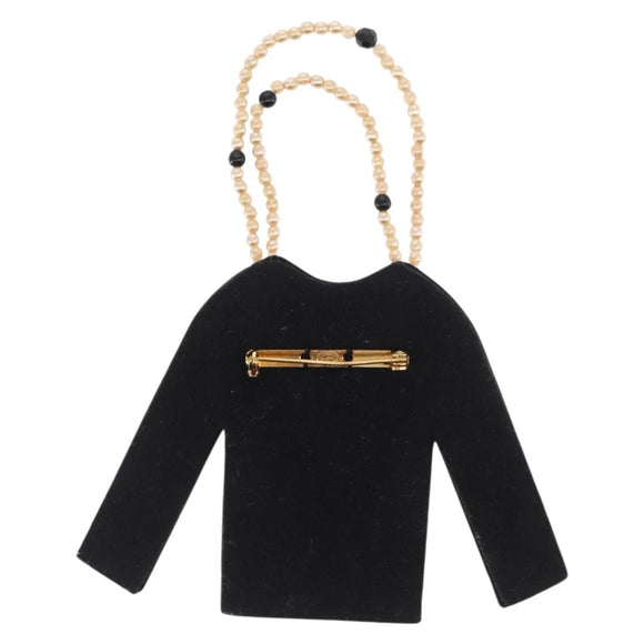 CHANEL Jacket Motif Brooch Velor Black CC Auth 170024V