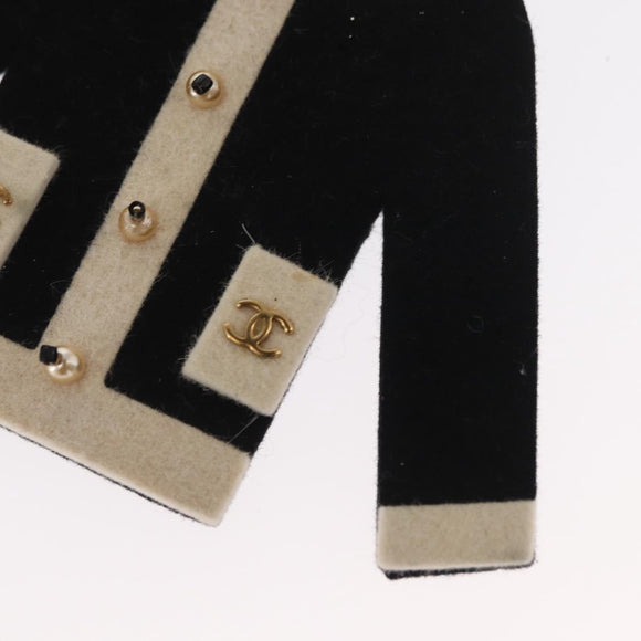 CHANEL Jacket Motif Brooch Velor Black CC Auth 170024V
