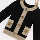 CHANEL Jacket Motif Brooch Velor Black CC Auth 170024V-5