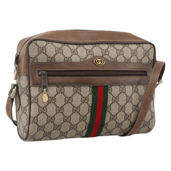 GUCCI GG Supreme Web Sherry Line Tasche PVC Beige Gold 72 02 005 Auth 170066