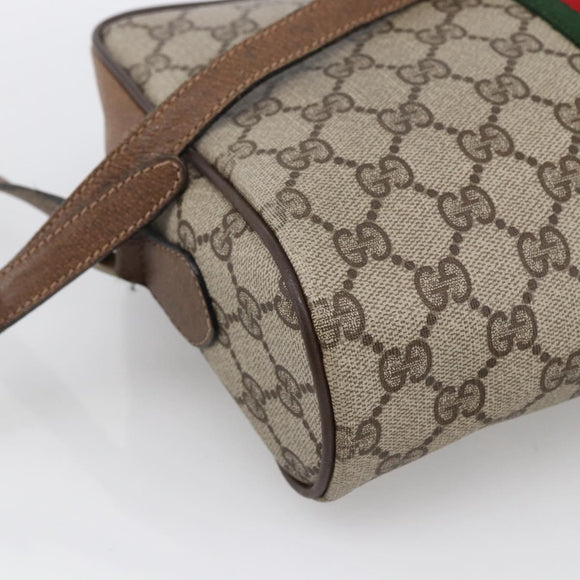 GUCCI GG Supreme Web Sherry Line Tasche PVC Beige Gold 72 02 005 Auth 170066