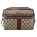 GUCCI GG Supreme Web Sherry Line Tasche PVC Beige Gold 72 02 005 Auth 170066-13