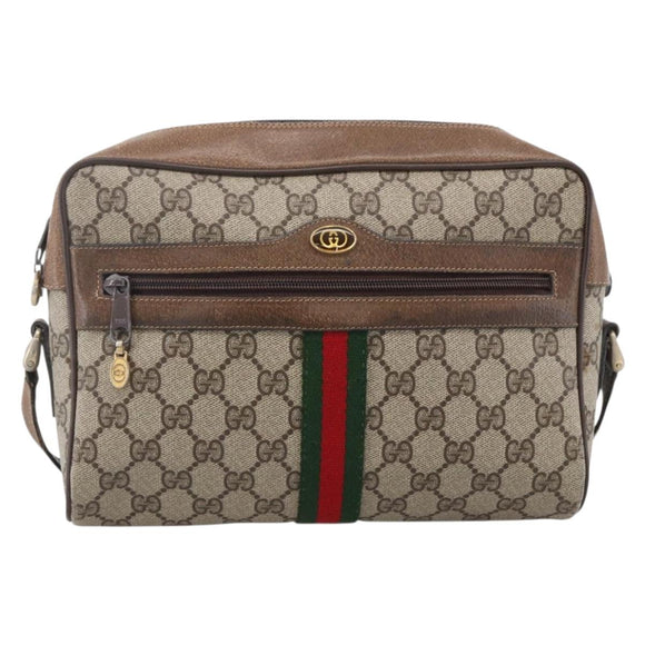 GUCCI GG Supreme Web Sherry Line Tasche PVC Beige Gold 72 02 005 Auth 170066