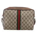 GUCCI GG Supreme Web Sherry Line Tasche PVC Beige Gold 72 02 005 Auth 170066-2
