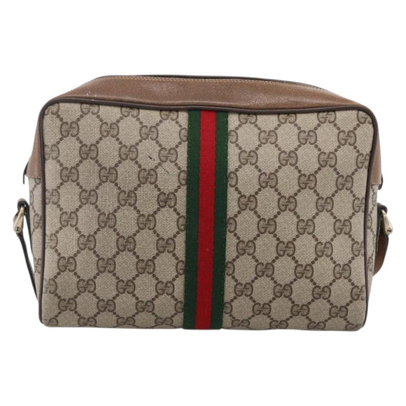 GUCCI GG Supreme Web Sherry Line Tasche PVC Beige Gold 72 02 005 Auth 170066