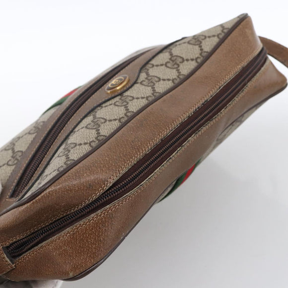 GUCCI GG Supreme Web Sherry Line Tasche PVC Beige Gold 72 02 005 Auth 170066