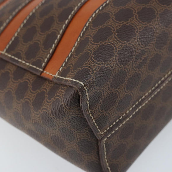 CELINE Macadam Canvas Hand Bag PVC Leather Brown Gold Auth 170069