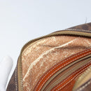 CELINE Macadam Canvas Hand Bag PVC Leather Brown Gold Auth 170069-10