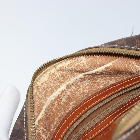 CELINE Macadam Canvas Hand Bag PVC Leather Brown Gold Auth 170069