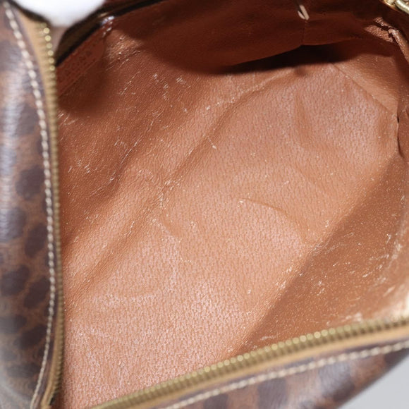 CELINE Macadam Canvas Hand Bag PVC Leather Brown Gold Auth 170069