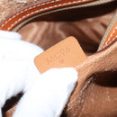 CELINE Macadam Canvas Hand Bag PVC Leather Brown Gold Auth 170069-12