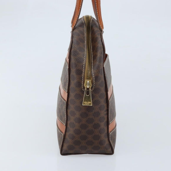 CELINE Macadam Canvas Hand Bag PVC Leather Brown Gold Auth 170069