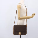 CELINE Macadam Canvas Umhängetasche PVC Leder Braun Gold Auth 170071-23