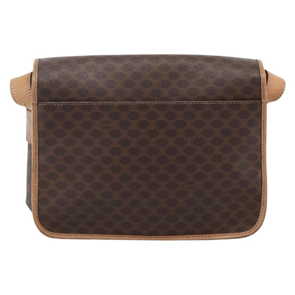 CELINE Macadam Canvas Umhängetasche PVC Leder Braun Gold Auth 170071