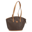 CELINE Macadam Canvas Tote Bag PVC Leather Brown Gold Auth 170072-1