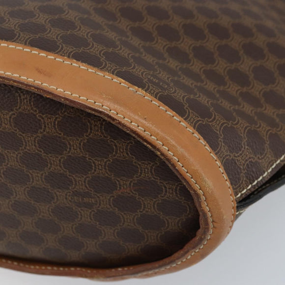 CELINE Macadam Canvas Tote Bag PVC Leather Brown Gold Auth 170072