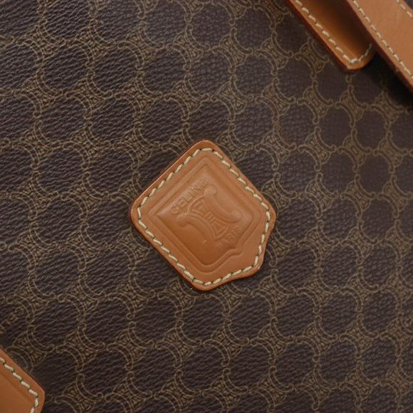 CELINE Macadam Canvas Tote Bag PVC Leather Brown Gold Auth 170072
