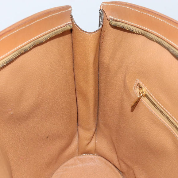 CELINE Macadam Canvas Tote Bag PVC Leather Brown Gold Auth 170072