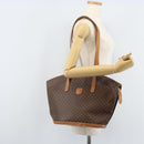 CELINE Macadam Canvas Tote Bag PVC Leather Brown Gold Auth 170072-23