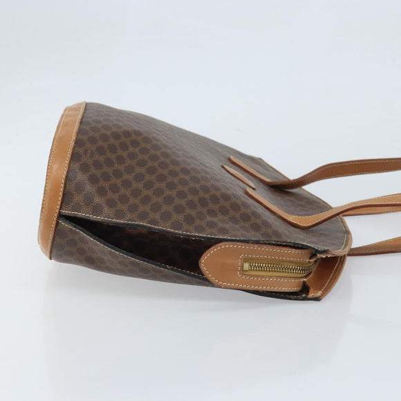 CELINE Macadam Canvas Tote Bag PVC Leather Brown Gold Auth 170072