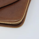 GUCCI Shoulder Bag Leather Brown Gold Auth 170074-9