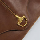 GUCCI Shoulder Bag Leather Brown Gold Auth 170074-17
