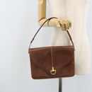 GUCCI Shoulder Bag Leather Brown Gold Auth 170074-24