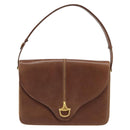 GUCCI Shoulder Bag Leather Brown Gold Auth 170074-13
