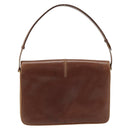 GUCCI Shoulder Bag Leather Brown Gold Auth 170074-2