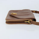 GUCCI Shoulder Bag Leather Brown Gold Auth 170074-3