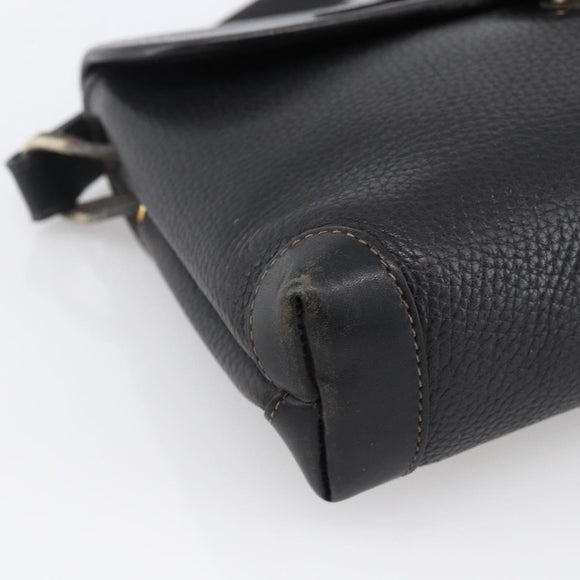 GUCCI Horsebit Shoulder Bag Leather Black Gold Auth 170075